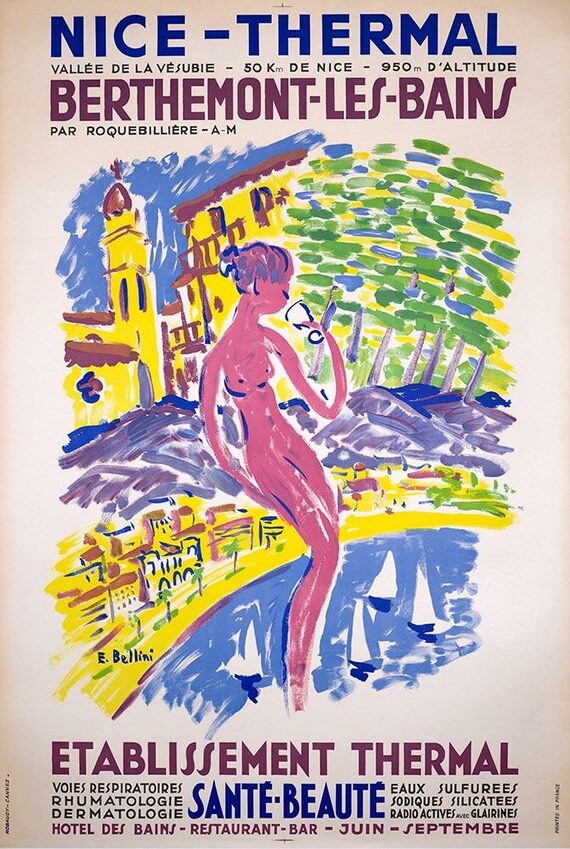 überblick1985 / REMMERT UND BARTH企画展ポスター Nice Thermal Berthemont Les Bains by Bellini 1960 Large Travel