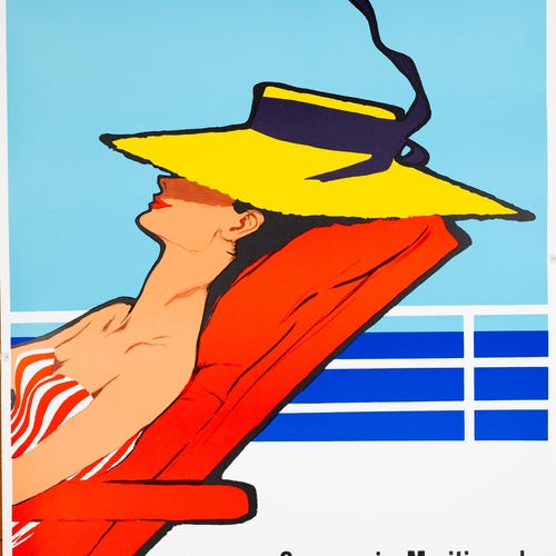 Relax Rene Gruau Original Vintage Poster Compagnie Reunis French