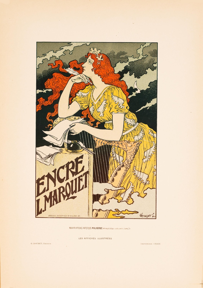 Encre L Marquet por Eugene Grasset Affiches illustrees 1896 imagen 3