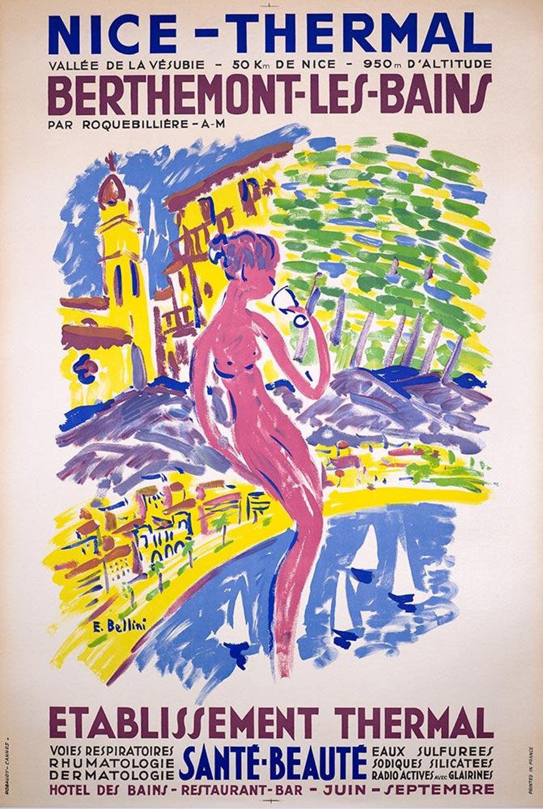 Nice Thermal Berthemont Les Bains by Bellini 1960 Large Travel Poster Rare - Etsy Nice Thermal Berthemont Les Bains by Bellini 1960 Large Travel Poster Rare - Etsy