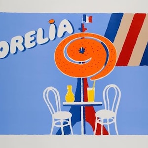 Orelia Orangina by Bernard Villemot orignal first printing on linen in excellent condition