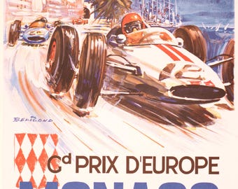 Monaco Grand Prix poster1963 by Michel Beligond vintage automobile poster
