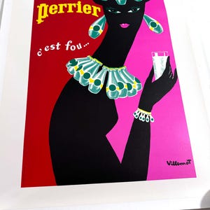 Perrier "Femme noir" or Necklace by Bernard Villemot 1977 Authentic original printing
