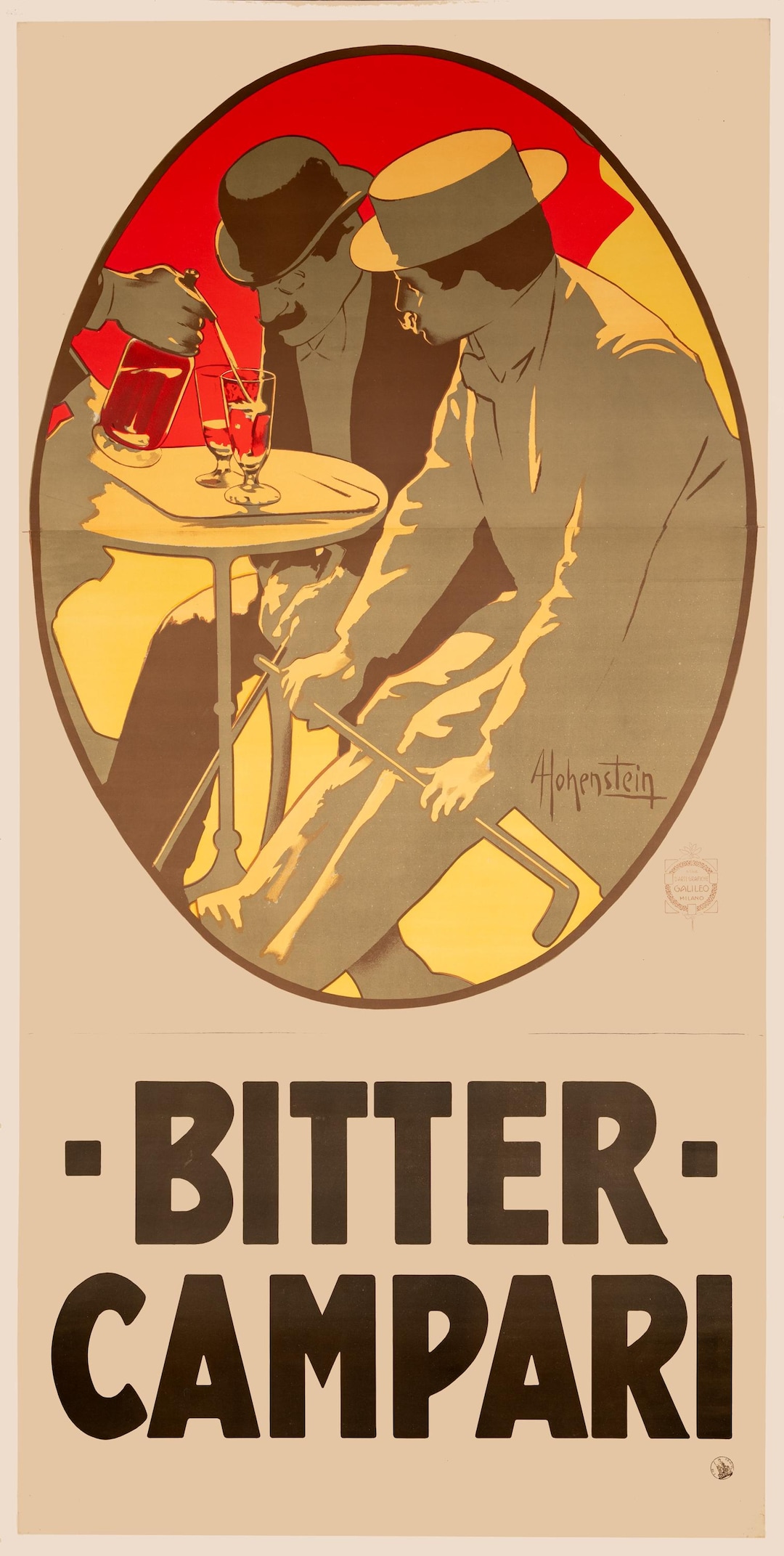 Bitter Campari by Adolfo Hohenstein 1910 Original Italian Poster