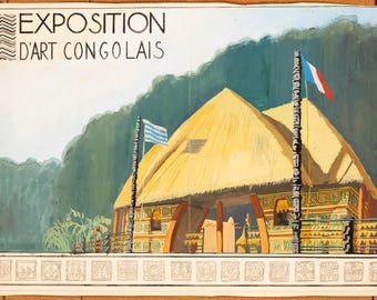 Exposición de Arte Congolais 1958–59 Maqueta original en gouache – Período de liberación del Congo