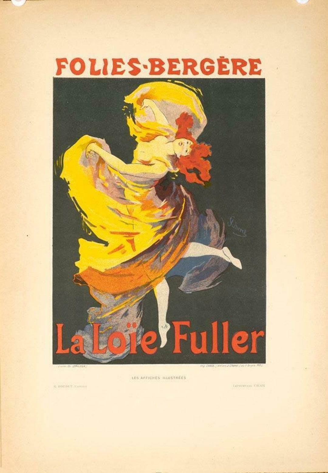 アンティーク　フランス　　ジュール・シェレ　シェレット ジュール・シェレ 2つの「ムーラン・ルージュ」1889年と1891年