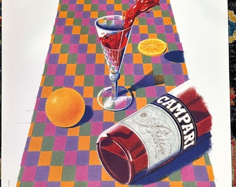 Campari Art Milton Glaser hand signed 1992 ORIGINAL VINTAGE ITALIAN drinks Poster