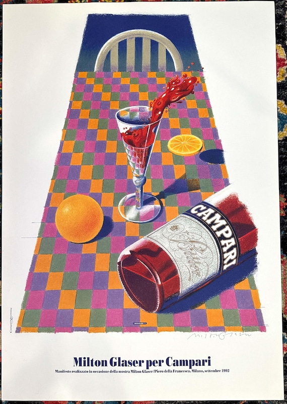 Campari Art Milton Glaser Hand Signed 1992 ORIGINAL VINTAGE