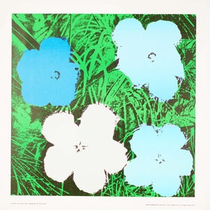 Andy Warhol 1970 Blue Flowers Authentic original poster 27.5 x 27.5  inches French printing excellent condition