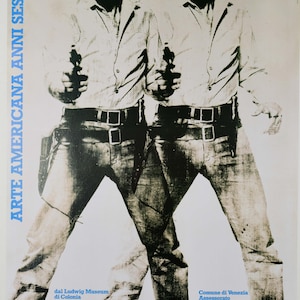 Andy Warhol Double Elvis Poster: 1987 Italian Exhibition, Linen-Backed Pop Art