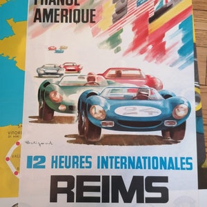 Tropf Frankreich Amerique - Beligond Reims 1965 Amerique Automobile Rennen SELTEN ! 41x61 cm
