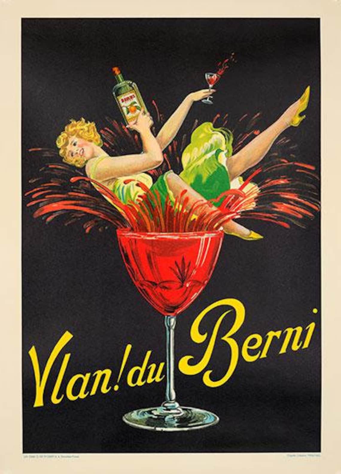 Vlan Du Bernie 1930 Original Belgium Vintage Liquor Poster Lithograph