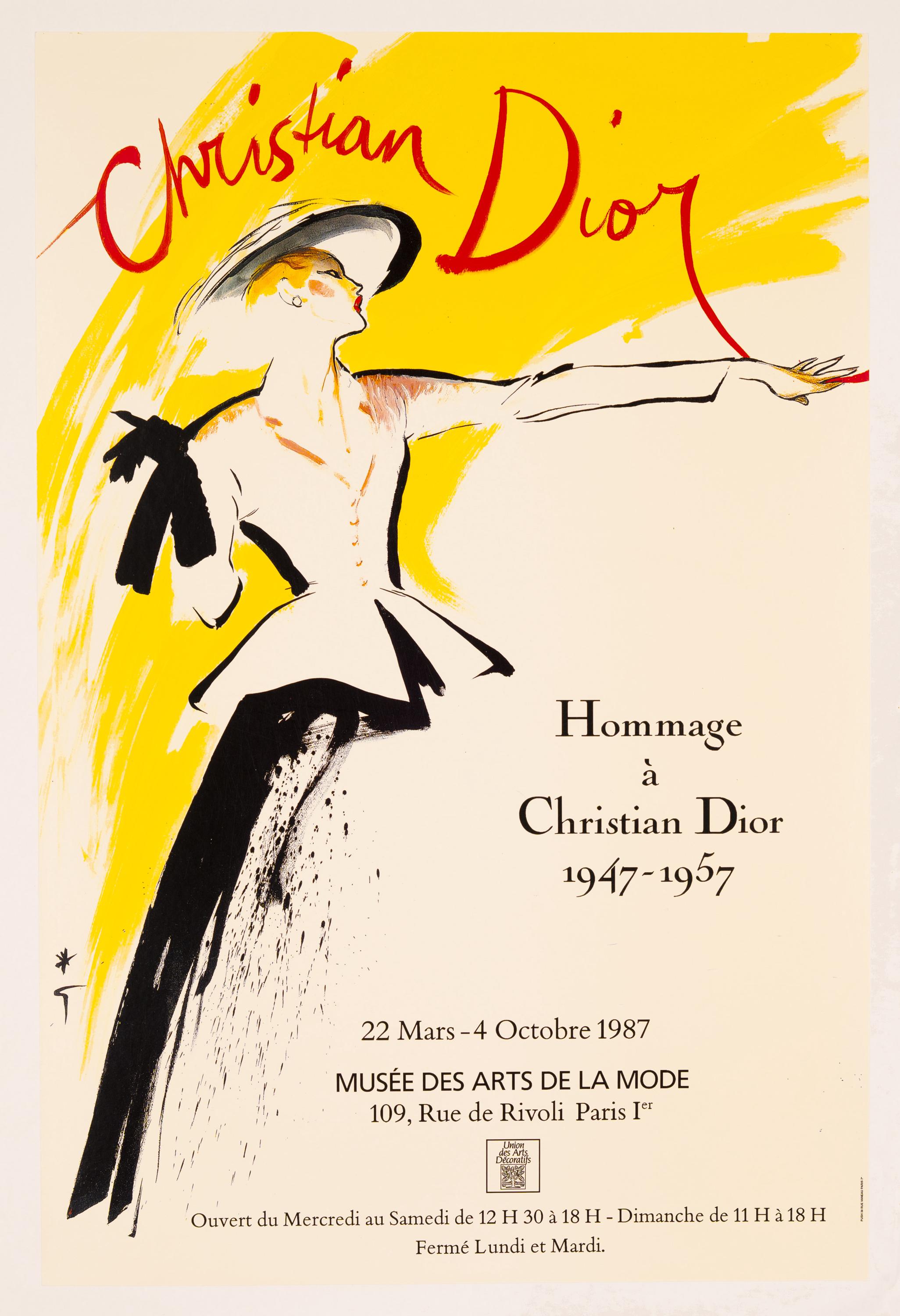 Rene Gruau Christian Dior Exhibition Poster: 1987 Vintage Fashion