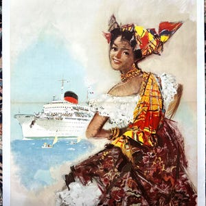 French Line  by Brenet c1950 Cie Gle Transatlantique Cruise Line