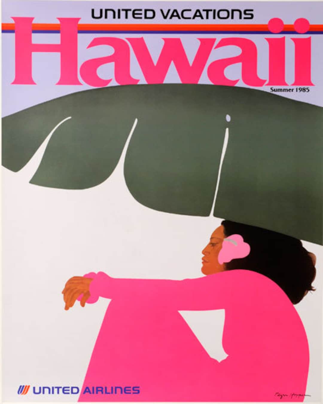 Hawaii United Air Lines Vintage Travel Poster | eBay