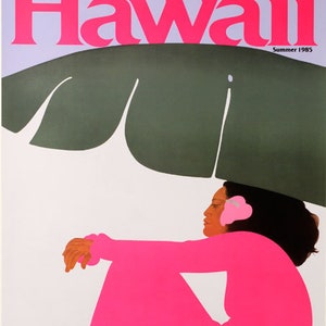 Original United Airlines poster to Hawaii by Hopper 1985 on linen