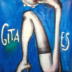 Cartel de André Francois Gitanes, serigrafía, versión de los años 90, cartel francés vintage