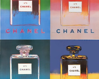 Set Original Andy Warhol Chanel Perfume poster set of 4 made in France 22 x 29 each 1997 inches on linen