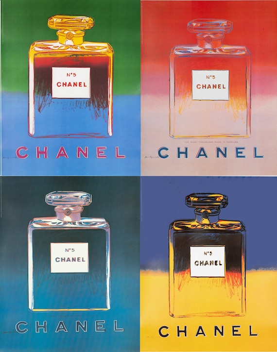 Set Original Andy Warhol Chanel Perfume Poster Set of 4 Made in