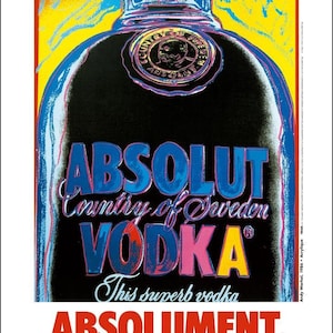 Absolut Vodka Andy Warhol Cartel original de arte pop vintage excelente A 1994