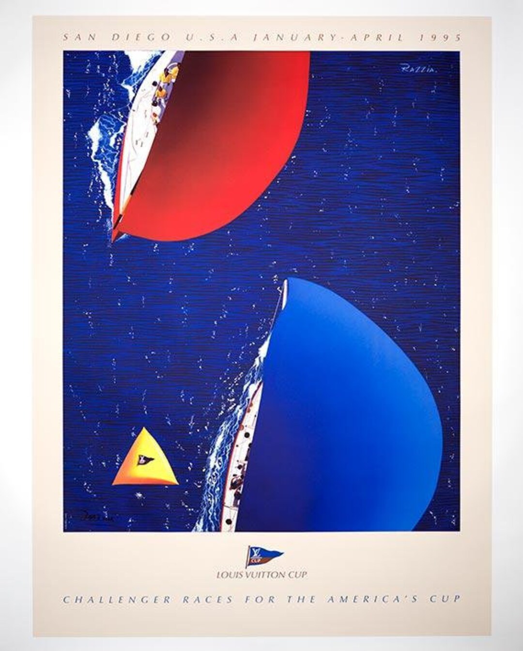 A Razzia Louis Vuitton Cup 1992 San Diego original hand signed Poster  Framed - Artedeco - Online Antiques