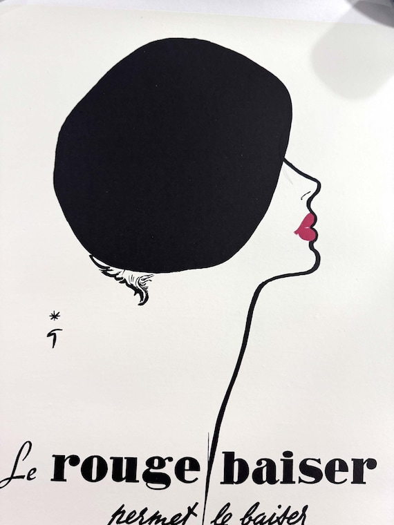 Le Rouge Baiser Rene Gruau (beret) Vintage French Poster Original