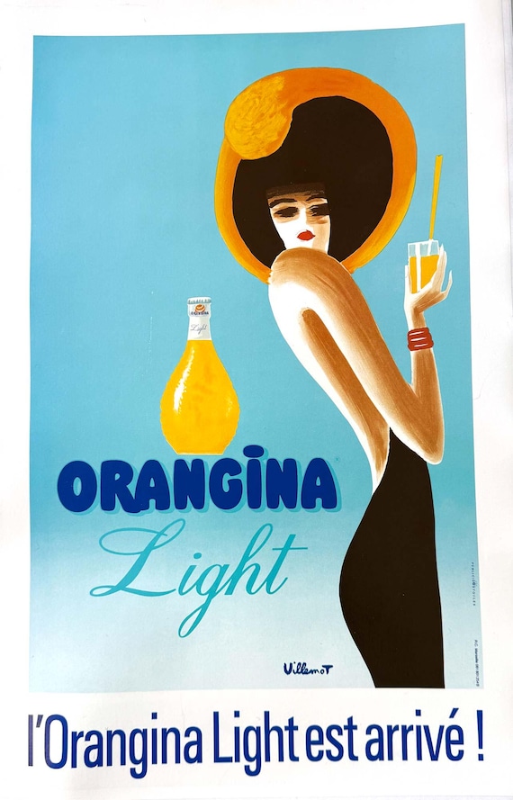 ヴィユモ　オランジーナvillemotORANGINA ビンテージポスター Orangina Light Bernard Villemot Vintage Poster 1989 - Etsy