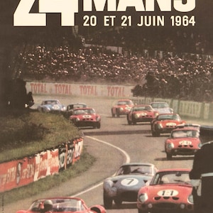 24h Du Mans (Lemans) 1964 BY Thivilliers Vintage race car poster