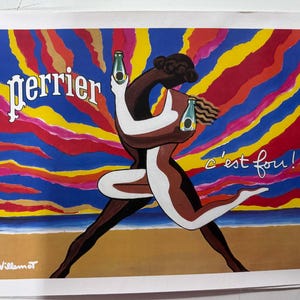 Perrier "the Kiss" by Villemot Authentic Original Vintage French Drinks Poster