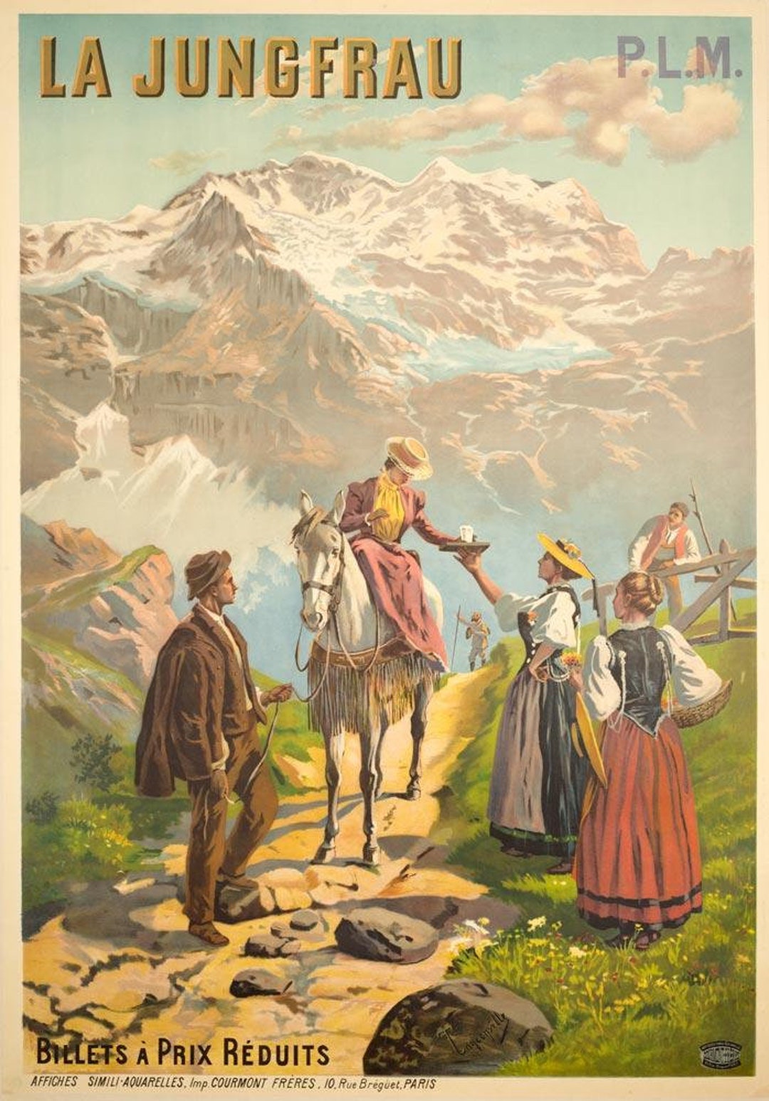 Jungfrau Henri Ganier De Taconville, C. 1900 Swiss Travel Poster
