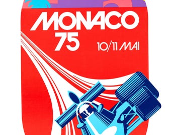 1975 Monaco Grand Prix Print by Turner: Vintage Motorsport Art on Linen