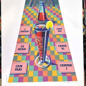 Campari Art Milton Glaser hand signed 1992 ORIGINAL VINTAGE ITALIAN drinks Poster