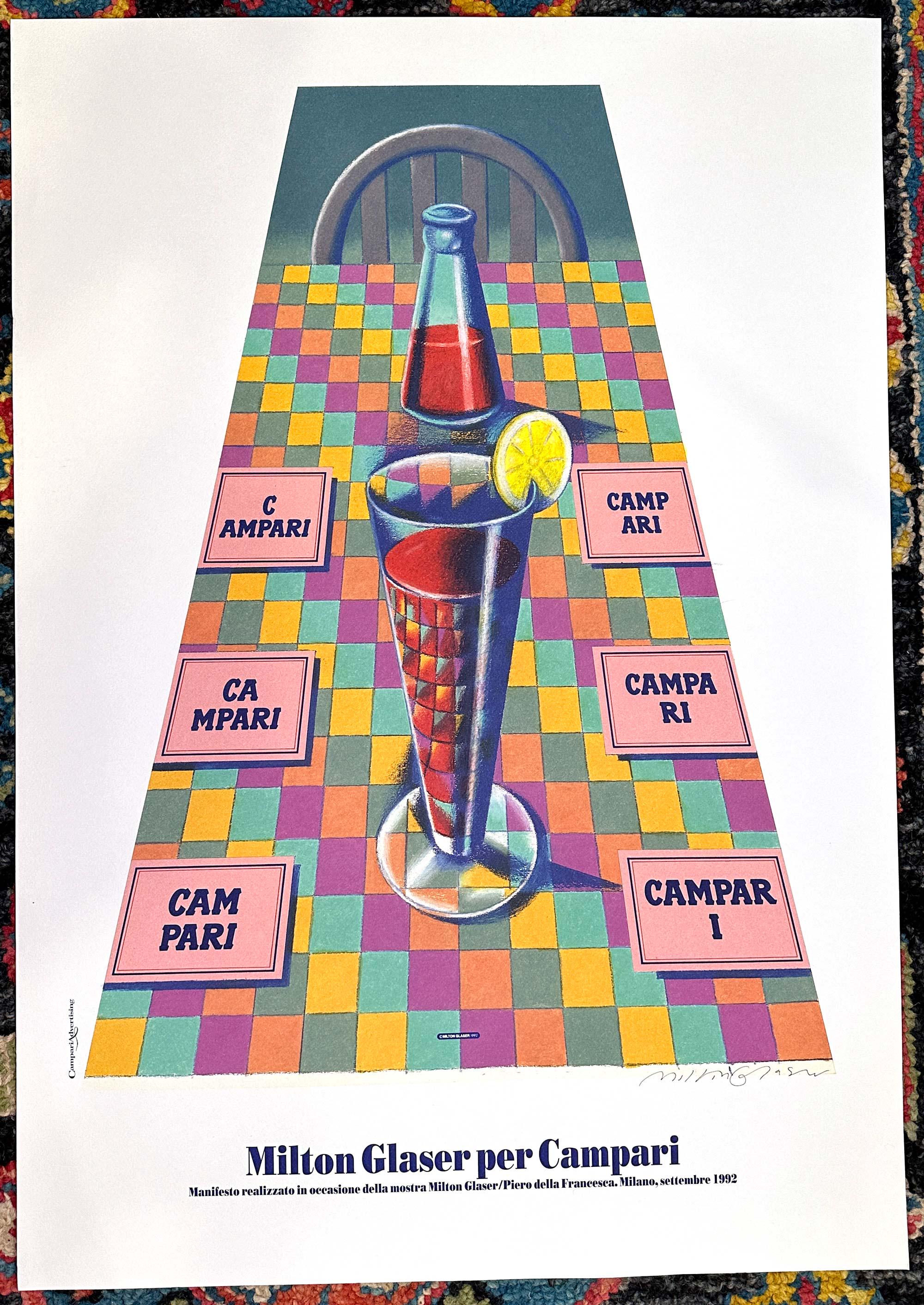 Campari Art Milton Glaser hand signed 1992 ORIGINAL VINTAGE ITALIAN drinks Poster