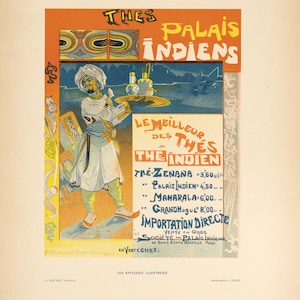 Original Vintage poster Thes Palais Indien Affiches illustrees 1896
