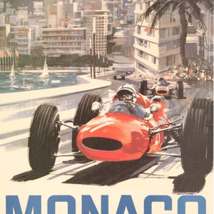 Monaco 23e Grand Prix 1965 Michael Turner poster op linnen editie J Ramel Nice