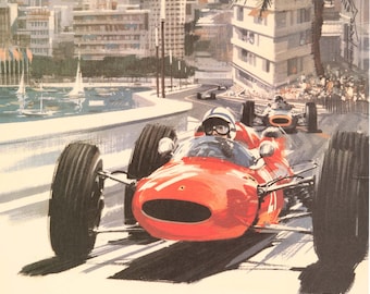 Monaco 23e Grand Prix 1965 Michael Turner poster on linen Edition J Ramel Nice