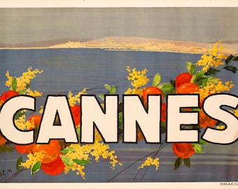 Cannes – SEM (Georges Goursat) c. 1930 French Riviera Travel poster