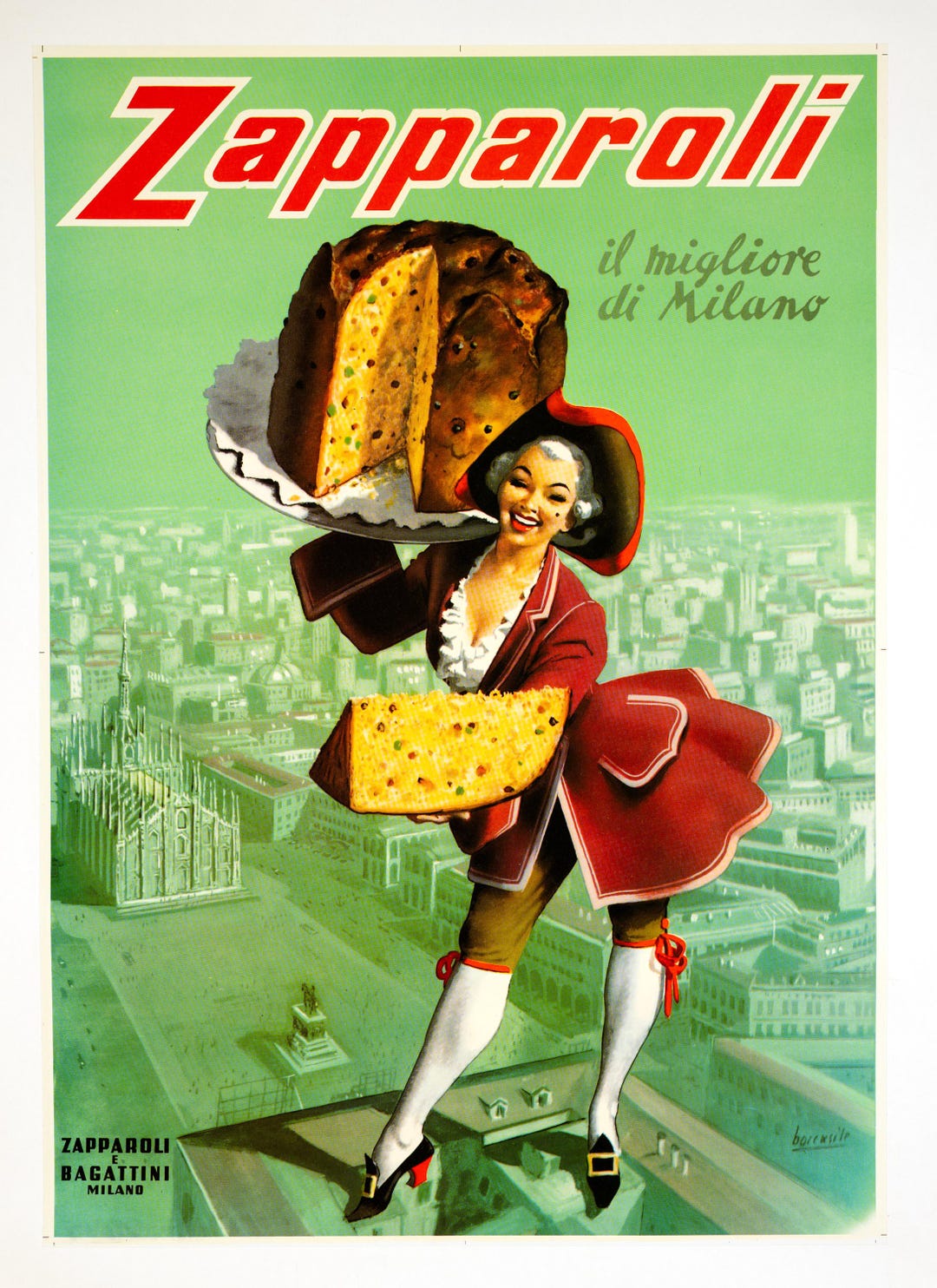 Zapparoli Italian Cake Poster Gino Boccasile 1950 Vintage Italian