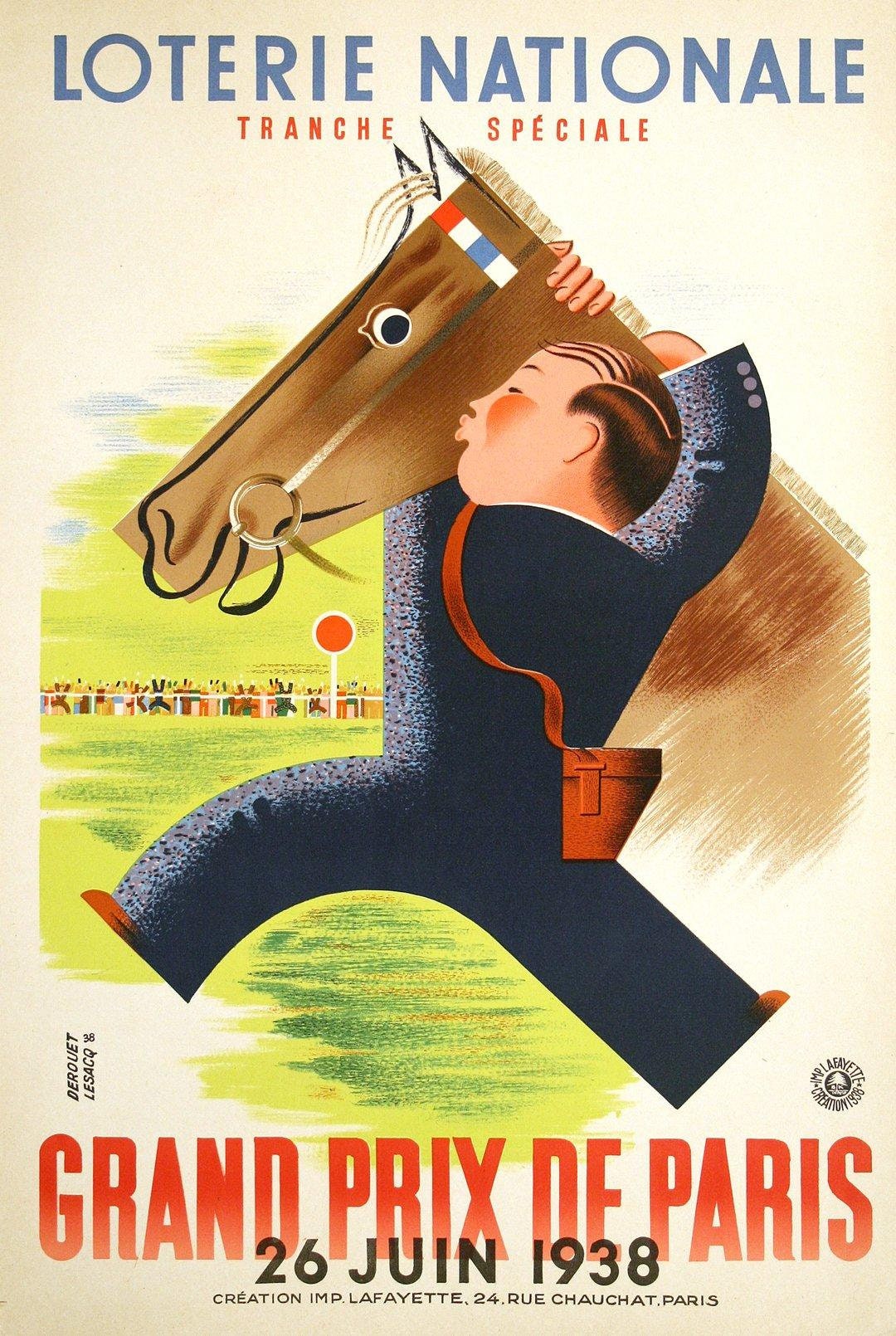 Loterie nationale grand prix paris 1938 by Derouet original | Etsy