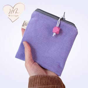 Geldbeutel Cord lila / Täschchen, kleine Tasche flieder, Handmade mini Makeup-Bag, Baumwolle Kosmetiktasche, Geschenk für Freundin