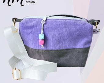 Crossbodybag Cord retro / small shoulder bag, shoulder bag, bag girls and women, color block, inside compartment, handmade gift