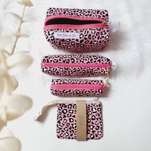 Ensemble de sacs Leo, mini sac à main, étui à crayons rose, sac à crayons, sac à stylos, sac cosmétique Leo, idée cadeau pour elle, sac fait à la main