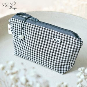 Mini bolsa de maquillaje - monedero personalizado, cuadros blancos y negros, bolsa de maquillaje, bolso pequeño, bolsos hechos a mano, regalo para novia