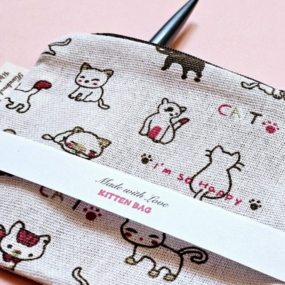Süßes Katzen-Geschenkset: Leinen-Kosmetiktasche & Schlüsselanhänger Für Echte Katzenfans – Perfekt Für Alltag & Reise