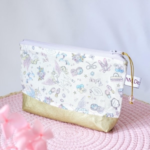 Einhorn Federmappe / Stiftemäppchen Glitzer, Kosmetiktasche Lederimitat, Handmade Makeup-Bag, Baumwolle Tasche, Geschenk für Mädchen