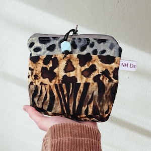 Kosmetiktasche Leo, kleines Täschchen, Schminktäschchen, Portmonnaie, Animalprint Tasche, Boxy Bag, Handmade Geschenk für Freundin, Leolover