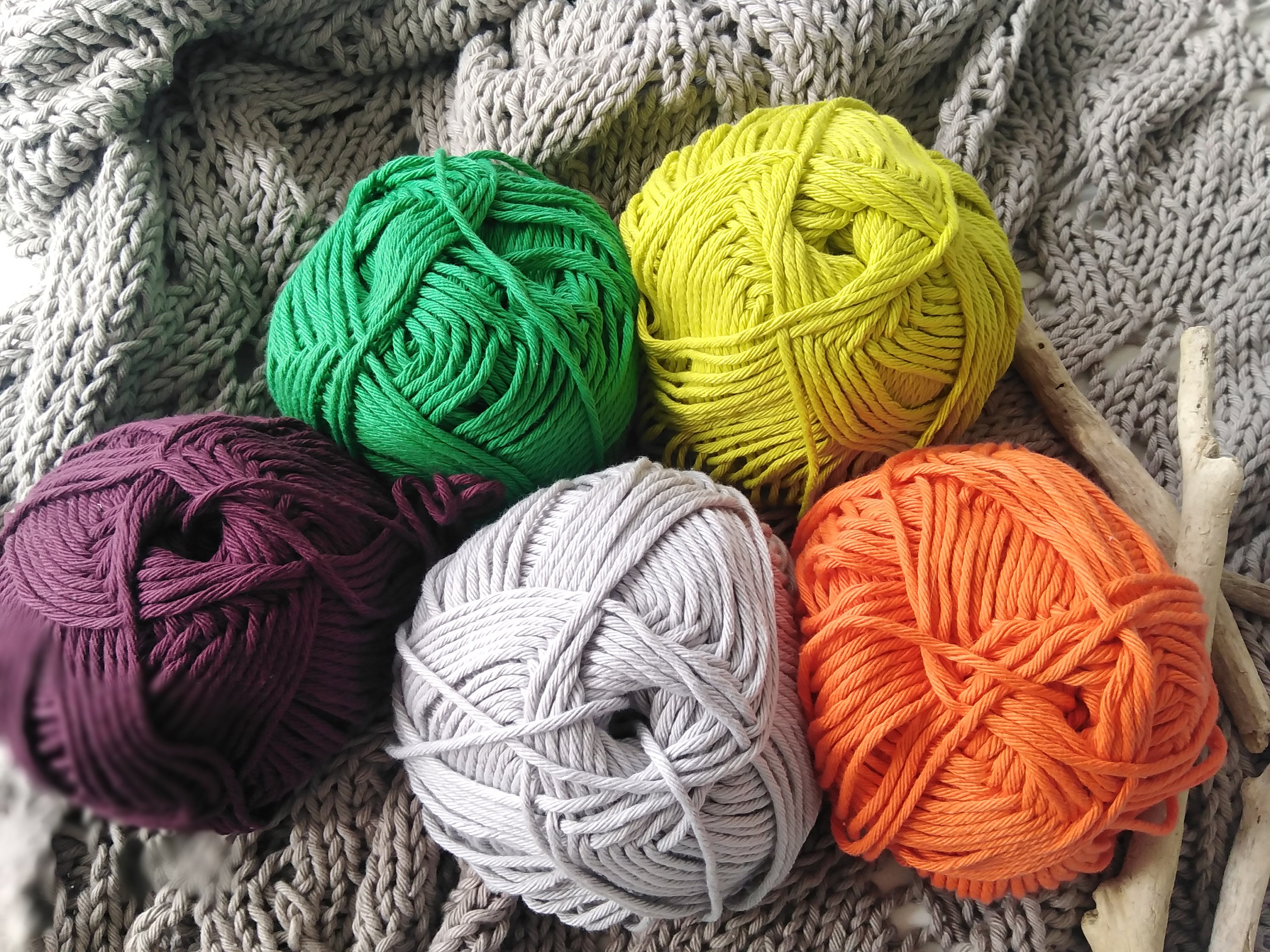 Set of soft bulky cotton yarn for hand knitting 5 x 0.2 kg Etsy