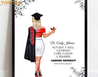 Personalisiertes Geschenk für Sie oder Ihn – Individuelles Universität Porträt – Abschluss Illustration – Klasse von 2025 Digitale Kunst
