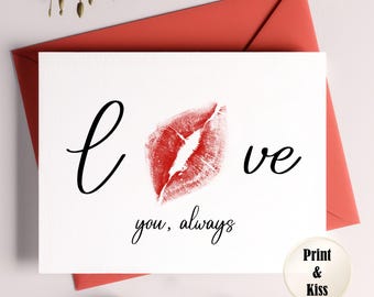 Valentinstag Karte für Ihn - Liebe Dich immer Karte - Echter Kuss Karte - Personalisierte Valentinstag Karte für Ihn - Liebeskarte - Geschenk für Ihn