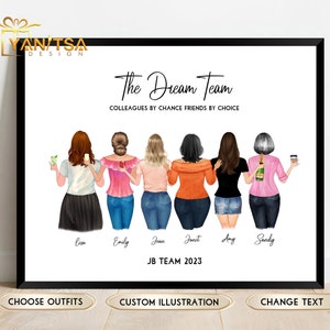 Ilustración personalizada de colegas - Regalos de Navidad de colegas - Regalo de despedida de colega - Regalos de compañeros de trabajo - Regalo para colega mujer